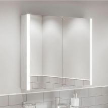 Aquari - Modern Bathroom Mirror Cabinet led Illuminated Wall Mounted IP44 700 x 800mm - Silver