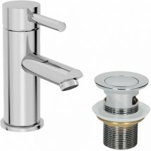 Aquari - Modern Bathroom Mono Basin Mixer Tap Waste Single Lever Chrome - Silver