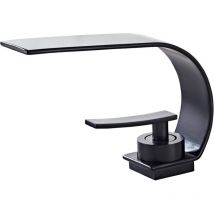 Modern Black Single Hole Bathroom Faucet, Low Arc Brass Ceramic Valve Vanity Faucet, Single Handle Hot and Cold Water Mixer Tap 1 Hole/3 Holes