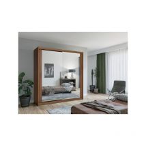 Sliding Wardrobes 4u - Modern Chicago Double Sliding Door Wardrobe Mirror 180cm - Walnut