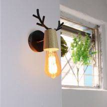 Axhup - Wall Light Fitting, Modern Antler Wall Lamp, Creative Wood Wall Sconce for Bedroom Living Room Bedside (Black)