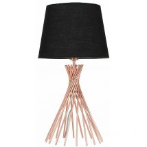 Copper Metal Twist Table Lamp With Tapered Shade & 4W Golfball led Bulb - Black