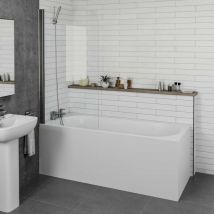 Ceramica - Modern Curved Single Ended 1700 Straight Bath Acrylic 4mm Toughened Glass Screen