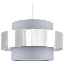 Minisun - Matildo Modern Grey and Chrome Cylinder Ceiling Pendant Light Shade