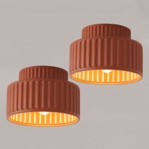Wottes - Modern Deckenleuchte Rund Deckenlampe Lampenschirm Rot E27 Ø23CM für Esszimmer Wohnzimmer Schlafzimmer Flur - 2Pcs