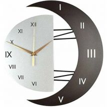 Furwoo - Modern Design Silent Wall Clock Kitchen Clock Creative Moon-Shaped Frame Home Decoration Clock (3332)