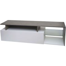 Rack tv HWC-L35 - Lowboard Table tv Sideboard Armoire tv Commode - bois 47x170x40cm Compartiment de rangement - aspect béton bla