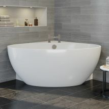 Modern Designer Corner Freestanding Bath Acrylic Bathtub 1510mm Built-In Waste