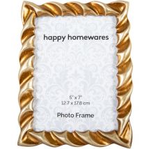 Modern Designer Resin 5x7 Picture Frame with 3D Ripple Edge in Two Tone Gold by Happy Homewares Gold