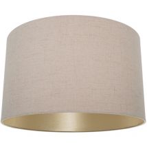 Modern Designer Taupe Textured Linen Lampshade with Inner Champagne Satin Fabric by Happy Homewares