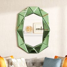 Luvodi - Modern Diamond Beveled Edge Bathroom Wall Vanity Mirror, Green