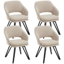 Wahson Dining Chairs 4Pcs in Linen Corner Chairs Upholstered Swivel Leisure Chairs with Armrest for Kitchen Living Room, Oatmeal