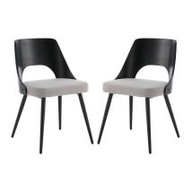 Modern Dining Chairs Set of 2 in Linen Upholstered Accent Kitchen Chairs with Wood Back Leisure Side Chairs for Dining Living Room, Grey, Wahson