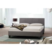 Furniturestop - Modern Economy Fabric Bed Minimal Designer Frame - Grey - Luxury Memory Foam Mattress 4ft - Grey