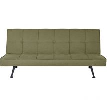 Beliani - Modern Fabric Sofa Bed Polyester Armless Reclining Convertible Solid Wood Olive Green Hasle