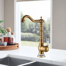 Ibuyke - Modern Family Kitchen and Bathroom Faucet Antique Copper Faucet Lever Mixer Tap Basin Faucets With Swivel Spout Retro Sink Faucet