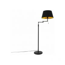 Floor lamp black with black shade and adjustable arm - Ladas - Black