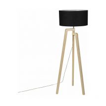 Modern floor lamp wood with black shade 45 cm - Puros - Black