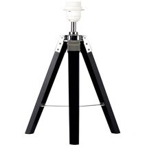 Minisun - Clipper Modern Black Wood and Silver Chrome Tripod Table Lamp Base