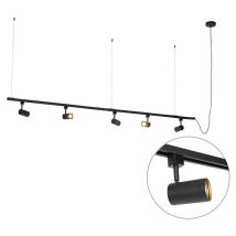 Qazqa - Modernes 1-Phasen-Schienensystem mit 5 Spots schwarz - Jeana