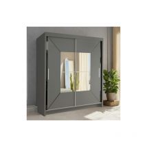 Sliding Wardrobes 4u - Modern Jinan Stylish Mirror Double Door Sliding Wardrobe 180cm - Grey