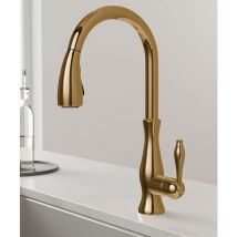 Lookshop - Modern kitchen mixer with hand shower and extractable golden hose