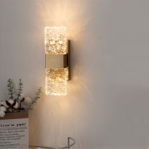 Wottes - Modern led Wall Light Crystal Wall Sconces Up and Down Wall Lamp Gold Three-Color Variable Light 9X31cm
