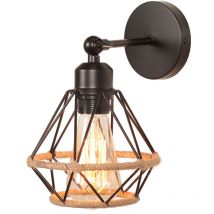 Stoex - Retro Wall Light E27 Vintage Iron Wall Lamp Retro Cage Black Indoor Wall Lamp For Living Room Bedroom Kitchen Hallway 1PCS