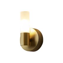 Modern Linear led Bathroom Wall Light - White and Gold Frosted Glass - Brass Wall Lamp - Mid Century Wall Light for Bedroom