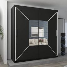 Sliding Wardrobes 4u - Modern Nicole Stylish Mirror Double Door Sliding Wardrobe 180cm - Black