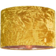 Happy Homewares - Modern Ochre/Mustard Crushed Velvet 14 Table/Pendant Shade with Copper Inner by Ochre