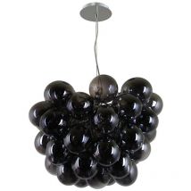 Italux Bento - Modern Hanging Pendant Chrome 8 Light with Smoky Shade, G9
