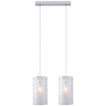 Rico - Modern Hanging Pendant Chrome 2 Light with Fabric Shade, E27 - Italux