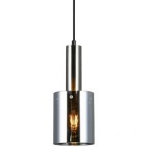 Italux - Sardo - Modern Hanging Pendant Satin Nickel 1 Light with Glass, Smoky Shade, E27