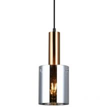 Italux Sardo - Modern Hanging Pendant Brass 1 Light with Glass, Smoky Shade, E27