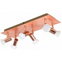Consul Spotlight 6 Way Adjustable Rectangular Ceiling Light Fitting - Copper
