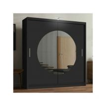 Modern Ringo Double Door Sliding Wardrobe 203cm- Black