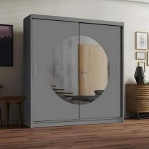 Sliding Wardrobes 4u - Modern Ringo Double Door Sliding Wardrobe 150cm - Grey