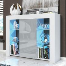Creative Furniture - Harbor Sideboard - White with Grey Gloss Doors & led - 97cm