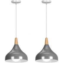 Modern Simple Ceiling Hanging Light Indoor Pendant Lamp Adjustable Chandelier for Island Bar Cafe 2Pcs Grey