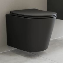 Affine - Modern Slim D-Shape wc Toilet Seat Bathroom Soft Close Top Fix Hinges Black