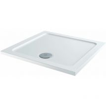 Aquari - Modern Square Shower Tray 700x700mm Low Profile Lightweight White Includes Waste - White