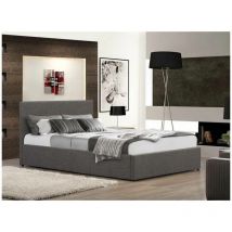 Modern Storage Ottoman Gas Lift Fabric Bed - Grey - Memory Foam Spring Mattress 4ft