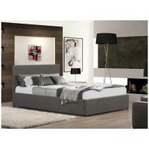 Furniturestop - Modern Storage Ottoman Gas Lift Fabric Bed - Grey - Luxury Memory Foam Mattress 4ft - Grey