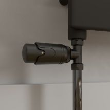 Modern Straight Heated Towel Rail Radiator Valves Black Round Thermostatic 15mm