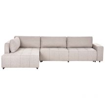 Beliani - Modern Upholstered 4 Corner Seater Sofa Right Handed Fabric with Storage Armrests Magazine Holder Light Brown Innvik