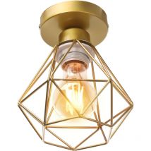 Modern Vintage Ceiling Lights Ø16CM Metal Ceiling Light, Minimalist Chandelier Retro Gold Indoor Ceiling Light For Hallway Living Room