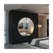 Sliding Wardrobes 4u - Mandarin Double Sliding Mirror Door Wardrobe -Black 203cm