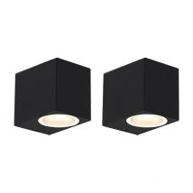 Qazqa - Set of 2 Modern Wall Lamp Black IP44 - Baleno i - Black