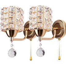 Modern Wall Lights Crystal Wall Light Elegant Style Creative Cylinder Wall Sconce For Living Room Dining Room Bedroom Gold(2 Pack)